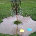 disc golf basket rain water