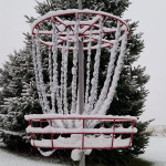 disc golf basket snow winter